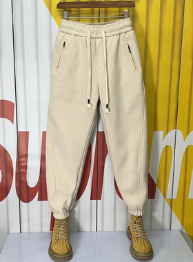 2024春季新款男士束脚运动卫裤潮牌纯色百搭休闲裤青年宽松哈伦裤