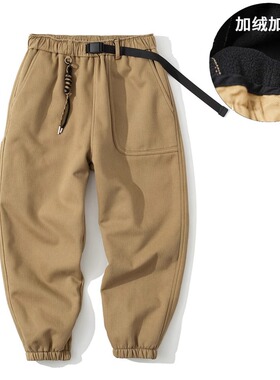 日系束脚工装裤男潮牌男女同款宽松百搭休闲裤秋冬加绒痞帅老爹裤