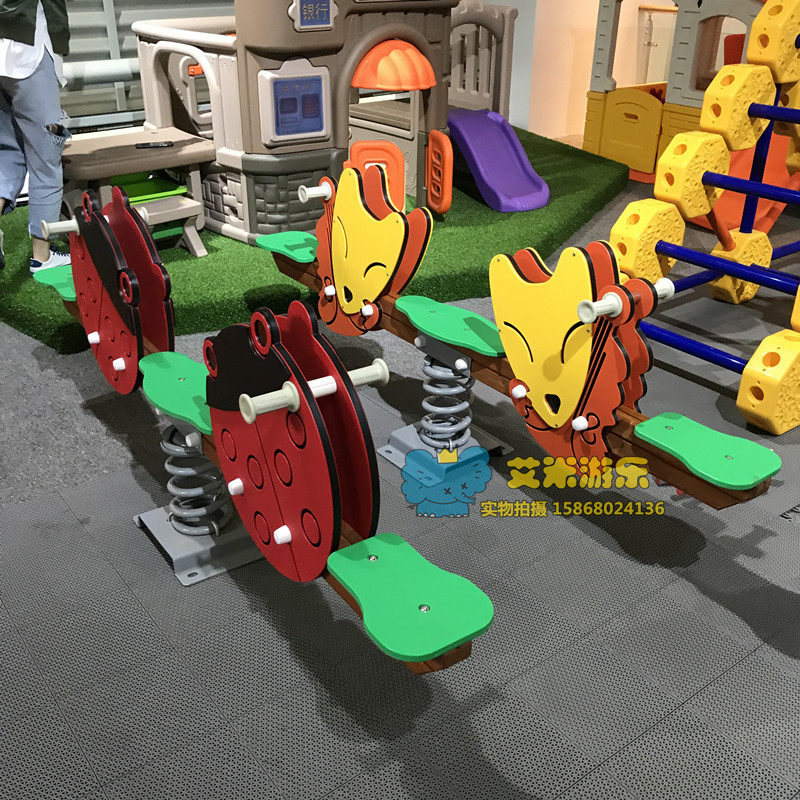 户外高端好质量ＰＥ板双人跷跷板弹簧摇摇乐公园游戏木马摇马玩具