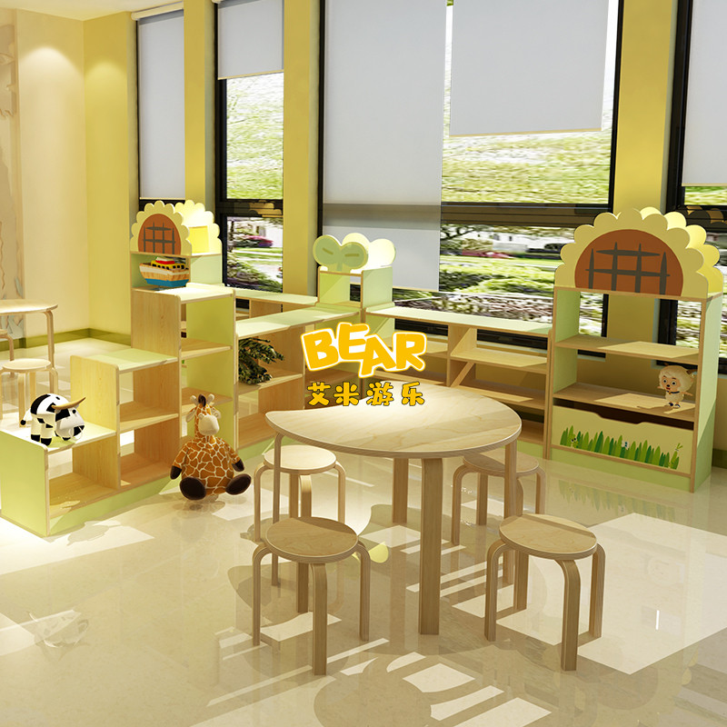 幼儿园构建区域组合柜儿童城堡玩具柜实木分区柜早教教具柜收纳柜
