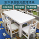 儿童早教培训班白色烤漆桌幼儿园桌椅套装长方桌学生绘画桌可定做