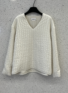 南油买手店DANN极简设计V领绗缝轻薄棉服女宽松休闲夹棉外套上衣