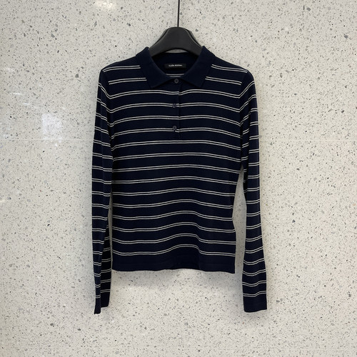 TlisaRoom翻领条纹长袖T恤