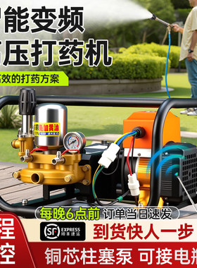 变频遥控电动车高压三缸柱塞泵喷药机农用果树48V60V72V220喷雾器
