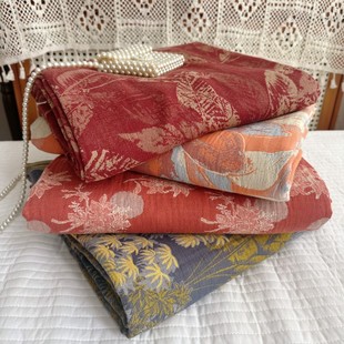 A类双层纱布全棉提花布料复古风100%纯棉面料定制床上四件套被套