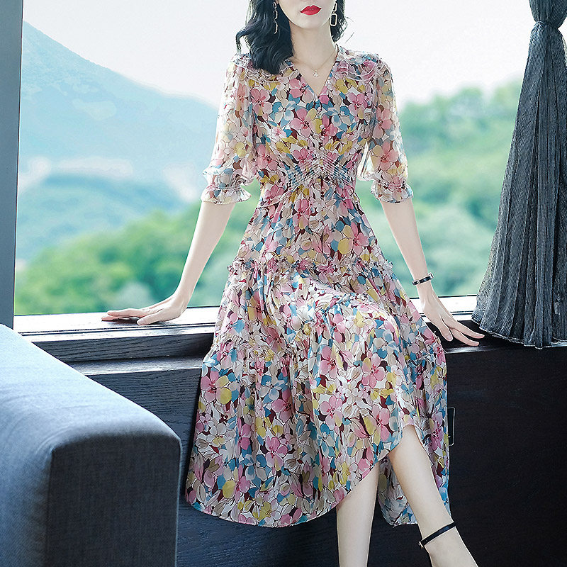 loka lura 集万千宠爱于一身复古浪漫 高端桑蚕丝碎花真丝莲衣qun