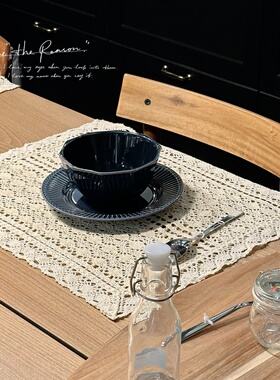 手工钩织棉线餐垫40*50cm 加厚防烫餐桌垫ins北欧风茶几垫沙发巾