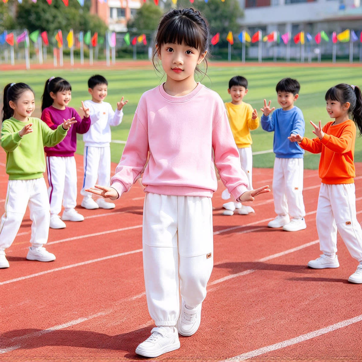 快乐指南舞蹈啦啦队演出服小学生幼儿园合唱运动会开幕式校服套装