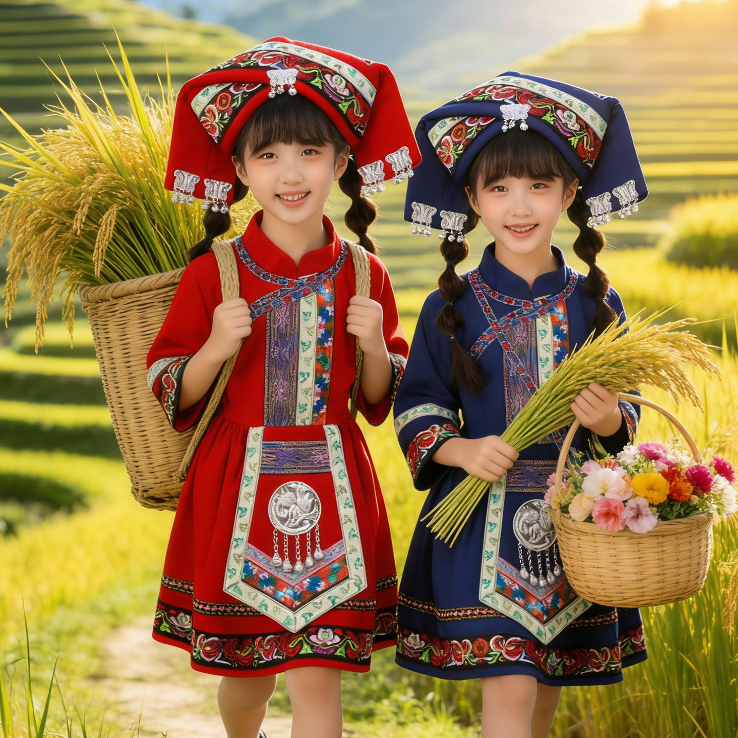 女童民族风山歌好比春江水演出服