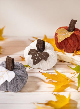 铭冠跨境新款感恩节装饰品南瓜挂件丰收节针织小南瓜摆件布置