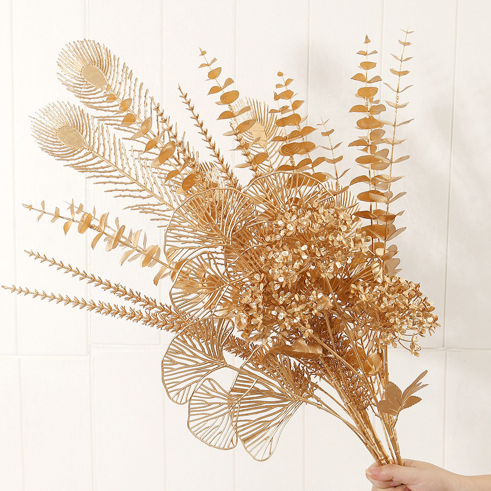 金色尤加利银杏叶仿真花金叶子圣诞花新年抱抱桶diy材料塑料花,鲜花速递/花卉仿真/绿植园艺,仿真花,淘宝优惠券,粉丝福利购,淘宝优惠卷
