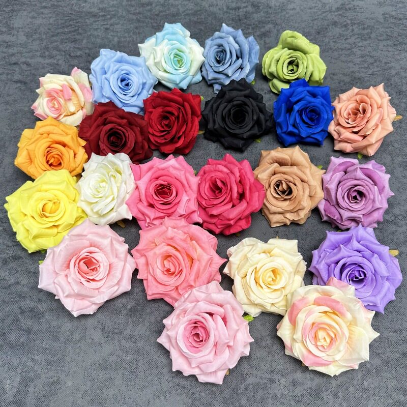 仿真10cm玫瑰花头520花艺蛋糕婚礼装饰婚车布置DIY假花摆件批发