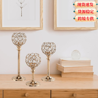 跨境迷你水晶烛台创意电镀摆件婚庆酒店家居烛光晚餐道具布置