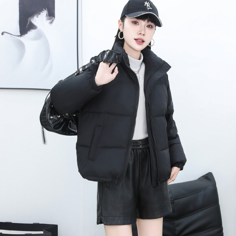 黑色羽绒服女2025冬新款韩版宽松小个子加厚保暖白鸭绒面包服外套