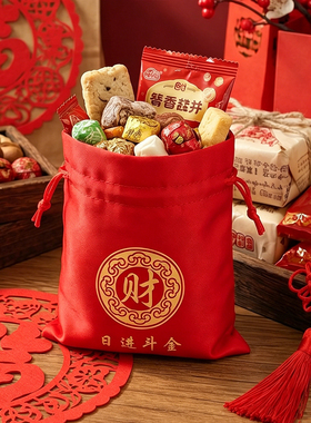 招财纳福红色布袋子祈福袋子装贡品红色福袋招财进宝米袋护身符袋