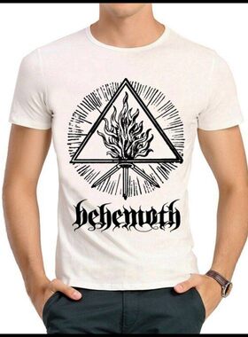 Behemoth T-shirt 波兰黑金属乐队 白色短袖  贝希摩斯T恤衫 男女