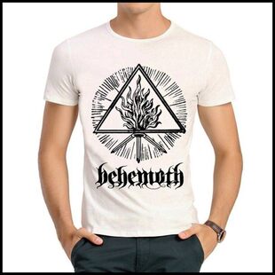 Behemoth T-shirt 波兰黑金属乐队 白色短袖 贝希摩斯T恤衫 男女