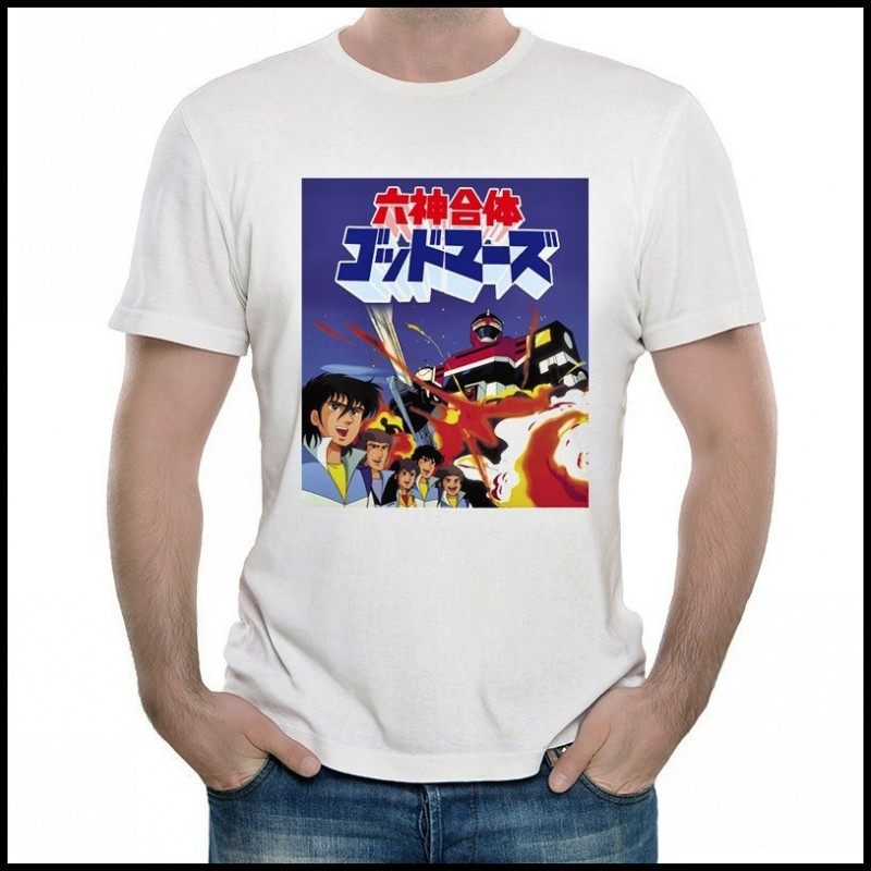 六神合体t恤 白色80后经典动漫短袖 圆领 六神合体衣服男女