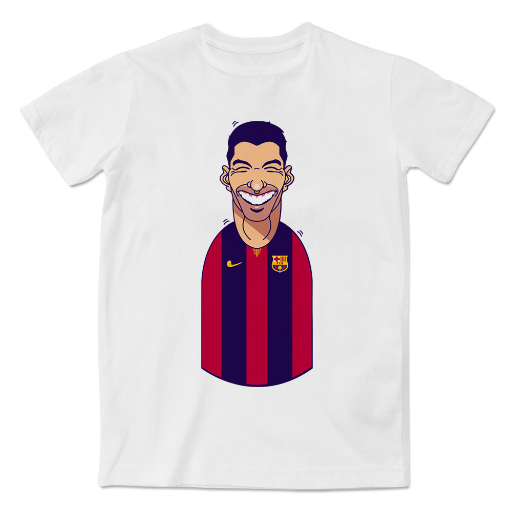 巴萨罗那巨星苏亚雷斯Q版形象时尚印花短袖T恤