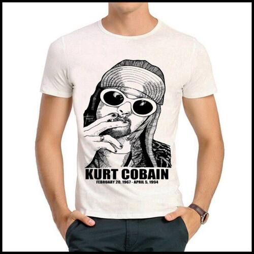 kurt cobain T-shirt 名人T恤 科特 柯本 T恤 白色短袖 T恤 男女