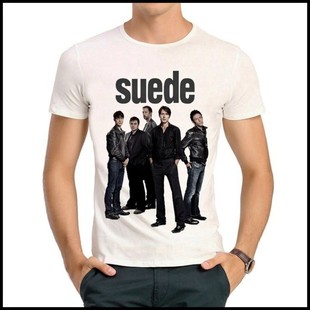 Suede T-shirt 英国 山羊皮 乐队 T恤 白色 短袖 山羊皮 T恤 男女