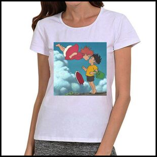 悬崖上的金鱼公主 T恤 宽松 女 波妞 宗介 T恤 Ponyo t-shirt