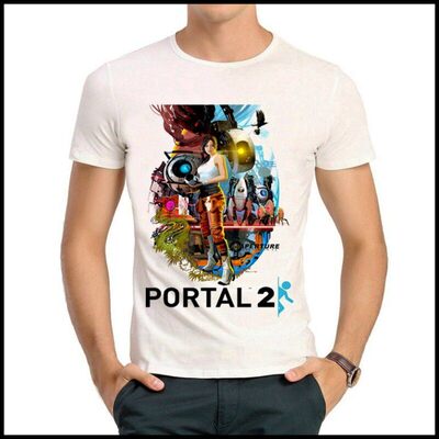 Portal T-shirt 传送门2 T恤 白色短袖 游戏 传送门T恤衫 男女