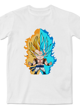 动漫龙珠超之赤壁悟空超级赛亚人黄VS蓝色超级赛亚人之神短袖T恤