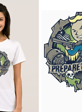 Fallout 4 vault boy辐射4T-Shirt男女T恤班服定制TEE圆领 7