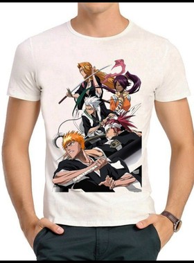 BLEACH T-shirt 死神 T恤 白色 T恤 动漫 T恤 黑崎一护 T恤 男女