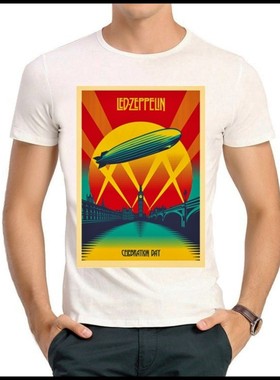 Led zeppelin T-shirt 齐柏林飞艇 T恤 白色 短袖 T恤衫 男女