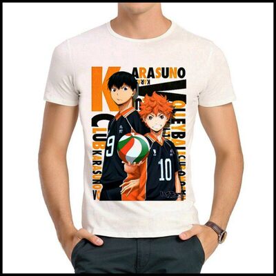 haikyuu T-shirt 排球少年 T恤 欧美 潮流 T恤 白色 动漫T恤 男女