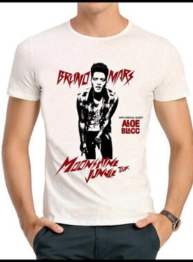 Bruno Mars T-shirt 布鲁诺 马尔斯 T恤 白色 短袖 美国歌手 T恤