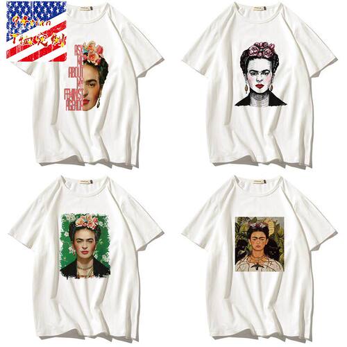 油画Frida Kahlo弗里达卡罗T恤短袖墨西哥画家男女时尚 短袖T