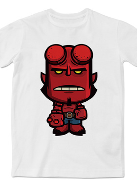 么么哒红色Q版地狱男爵时尚印花短袖T恤