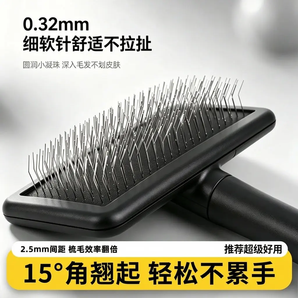 宠物拉毛针梳狗猫咪圆柄梳贵宾比熊泰迪布偶软针蓬松针梳zh-HHH