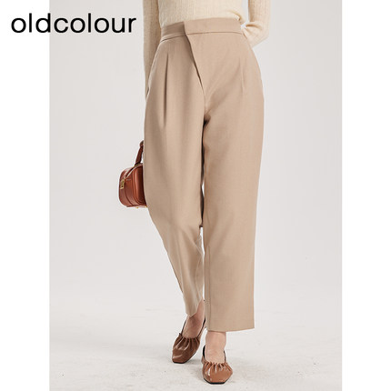 oldcolour春季新款时尚通勤休闲高腰直筒长款西装裤女Q110701A1