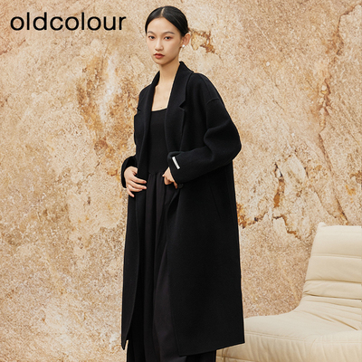 oldcolour冬山羊绒时尚优雅百搭保暖手工呢料长外套女BQ491506A1