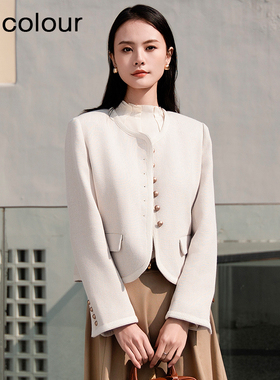 oldcolour春款气质通勤时尚简约百搭直筒宽松短外套女Q110422A1