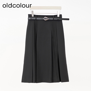 oldcolour欧珂商场同款纯色休闲A字高腰宽松半身裙女Q130613A1