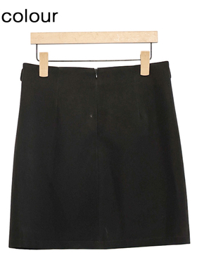 oldcolour黑色短裙春季新款高腰A字显瘦百搭气质短裙女P11061112
