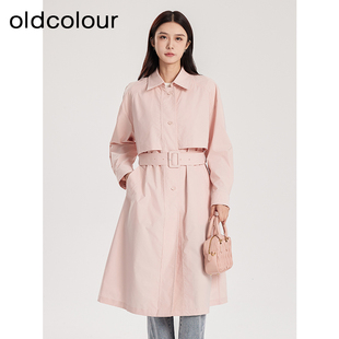 oldcolour春季新品纯色时尚立领文艺通勤百搭风衣外套女Q180402A1