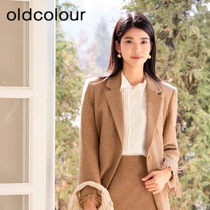oldcolour冬季新款复古羊毛高级感廓形休闲西装外套女BQ450401A1