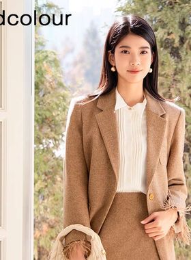 oldcolour冬季新款复古羊毛高级感廓形休闲西装外套女BQ450401A1