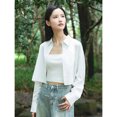 秋女装翻领长袖短上衣