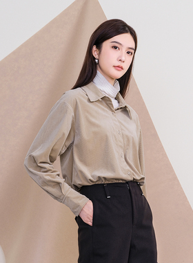 oldcolour欧珂冬季新款休闲时尚纯色长袖衬衫女P450103A1-699