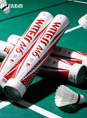 WITESS目击者羽毛球耐打12只装不易烂耐打白色鹅毛球训练球专用M6