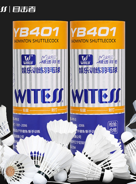 WITESS目击者羽毛球耐打3只装不易烂耐打王羽毛球训练球专用YA401