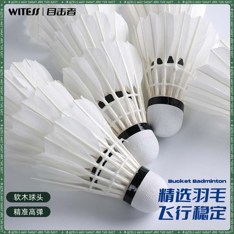 WITESS目击者羽毛球耐打3只装耐打不易烂王鹅毛球鸭毛球训练专用