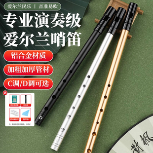 爱尔兰哨笛初学者入门C调D调6孔金属哨笛专业演奏直笛竖笛乐器
